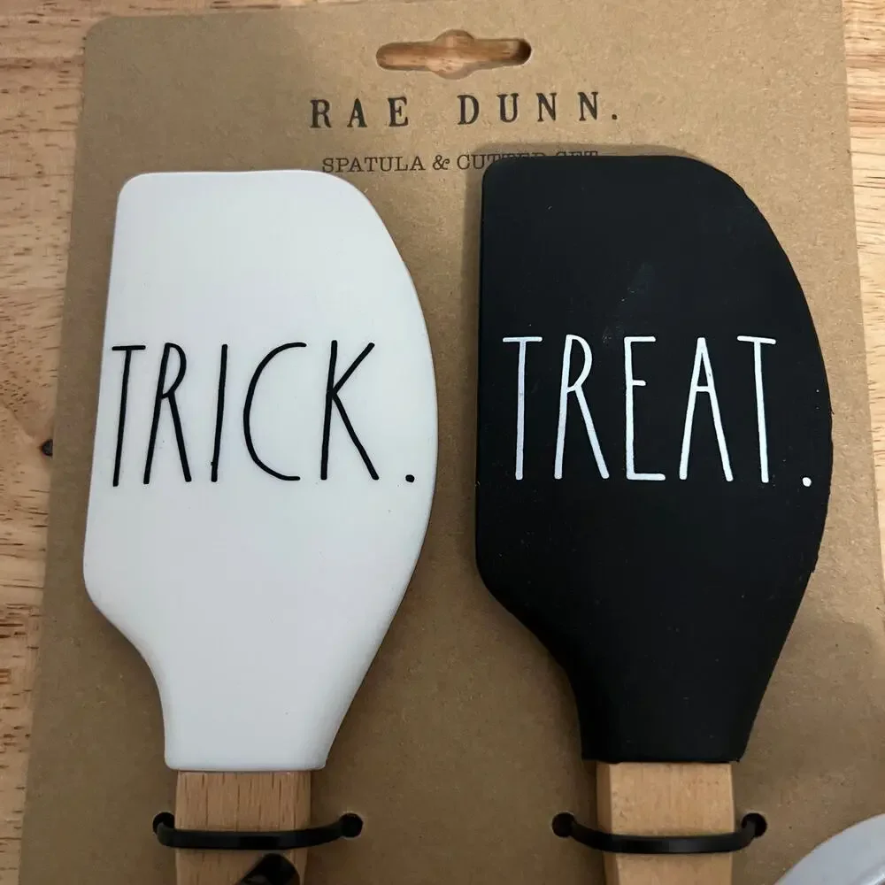 Rae Dunn Halloween Rubber Spatulas and Cookie Cutters - 4 Total Pieces - NWT